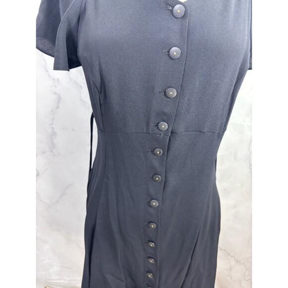 Betsey Johnson 90s USA Dress Sz M Fit Flare Black Punk Goth Emo Button Witchy - Picture 9 of 16